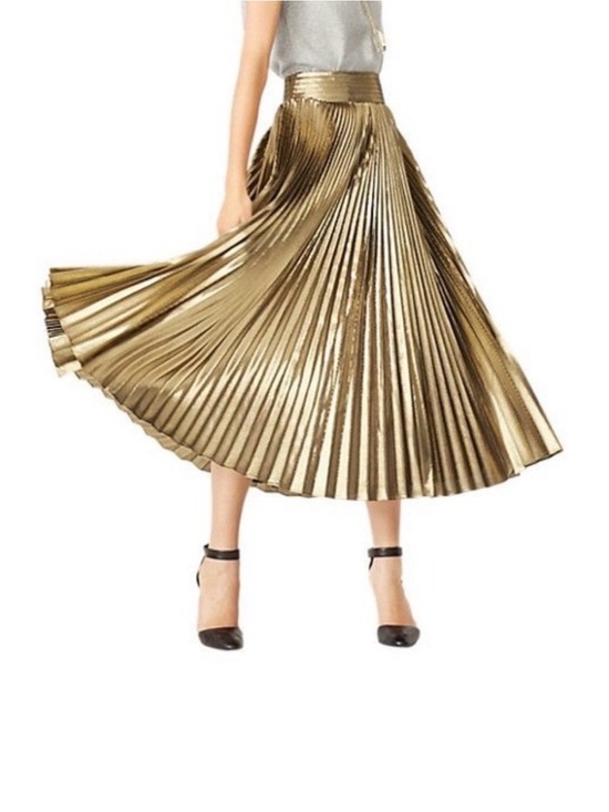 kate spade Dresses & Skirts - SATURDAY KATE SPADE Lightbeam Pleated Skirt Metallic Gold Midi Skirt